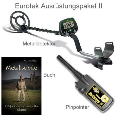 Teknetics Eurotek Metalldetektor Ausrüstungspaket mit Bullseye II Pinpointer